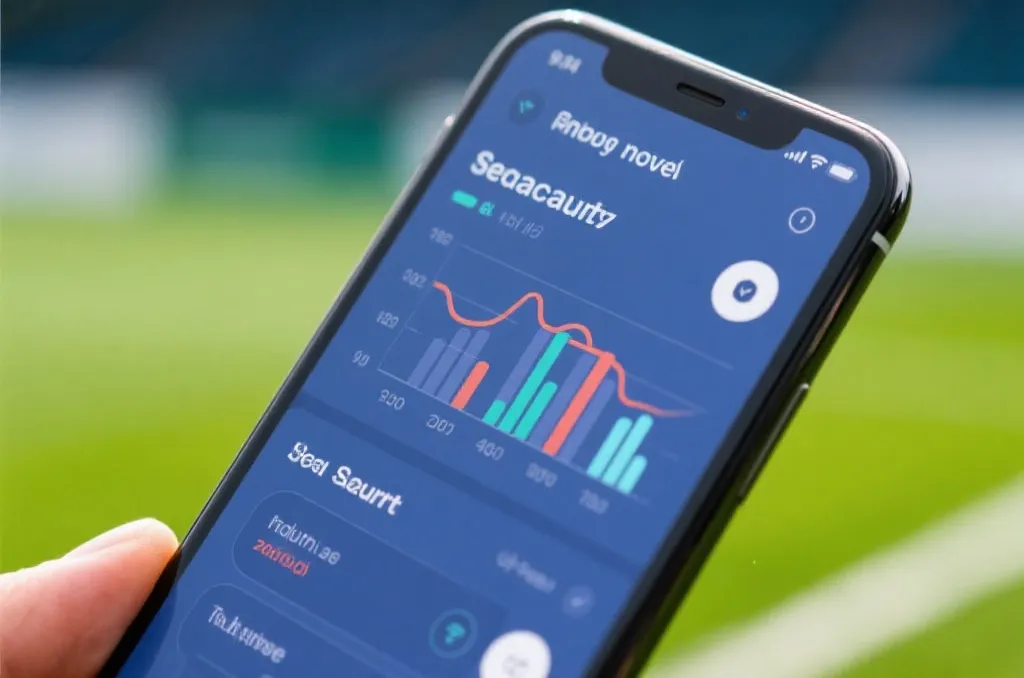 Close-up of a high-quality smartphone interface displaying secure sports statistics with modern UI elements